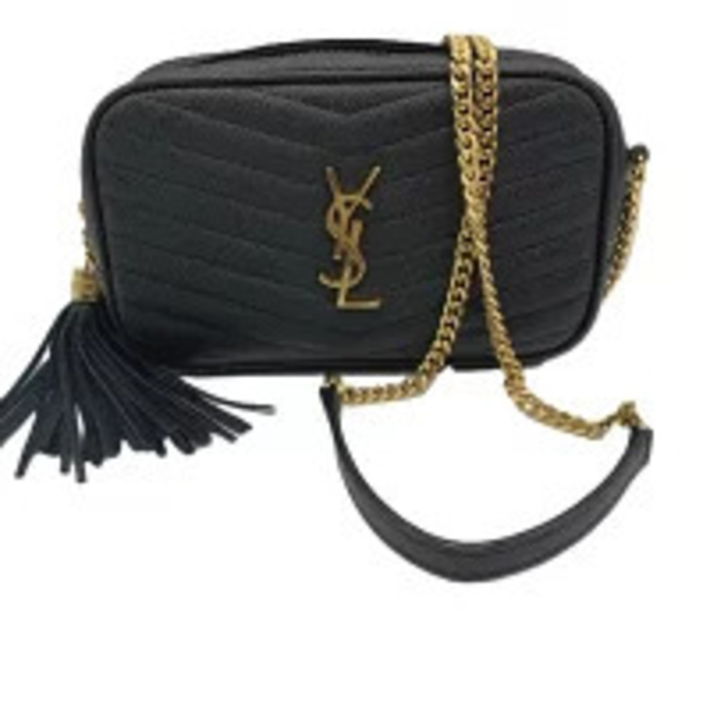 Saint Laurent Lou Black Leather Fringe Chain Shoulder Bag - Picture 1 of 4